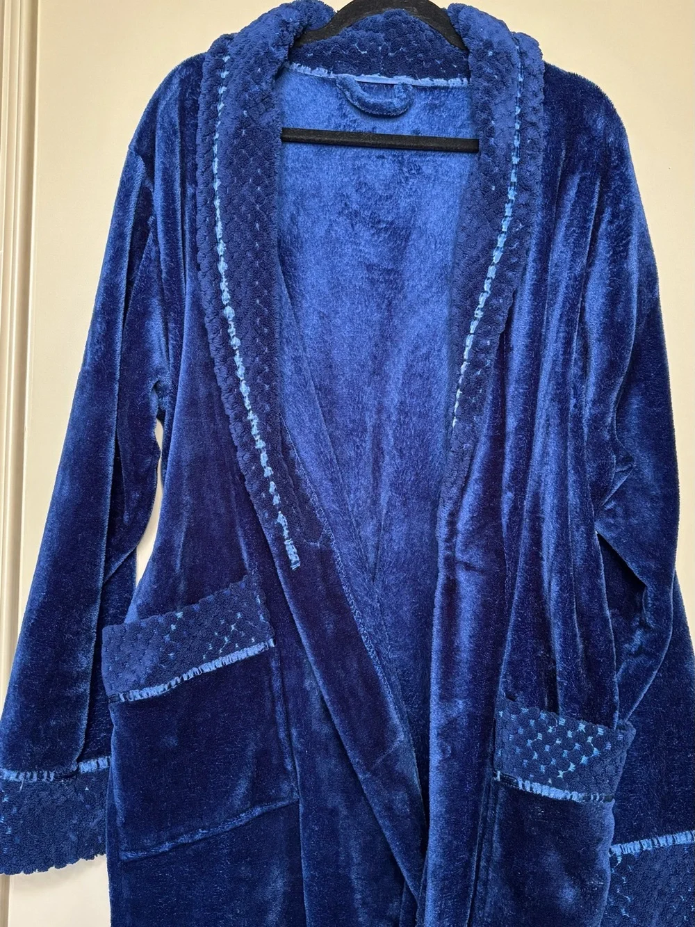 Plush Navy Velour Women's Robe